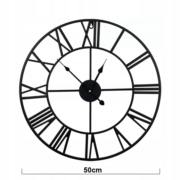 ZEGAR ŚCIENNY METALOWY VINTAGE DUŻY 50 CM 3D OKRĄGŁY CZARNY CICHY MECHANIZM Typ ścienny