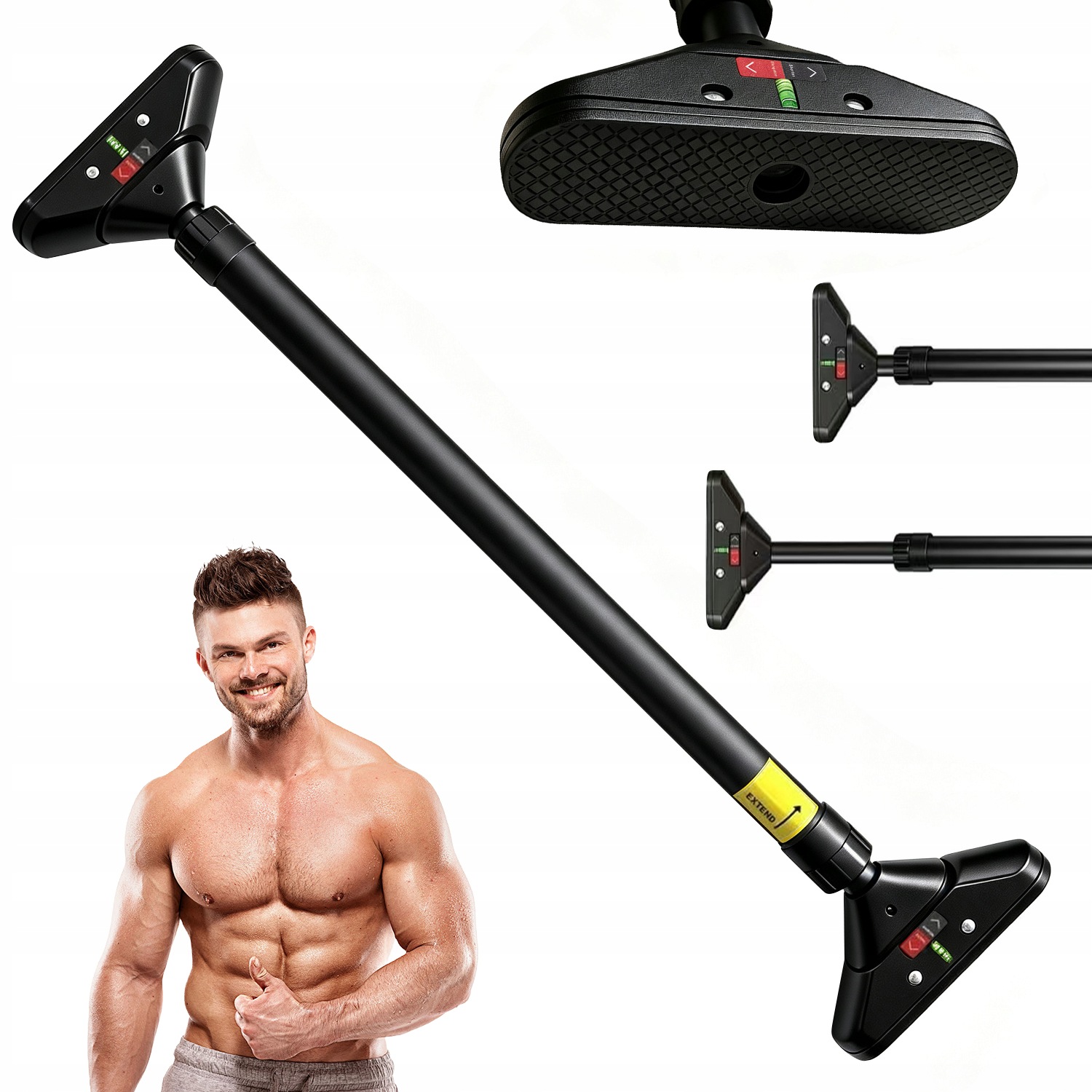 Drążek Do Podciągania Rozporny Drzwi 200KG Trening Domowy Bez Wkrętów