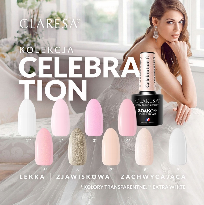 CLARESA LAKIER HYBRYDOWY CELEBRATION 1 BIAŁY Marka Claresa