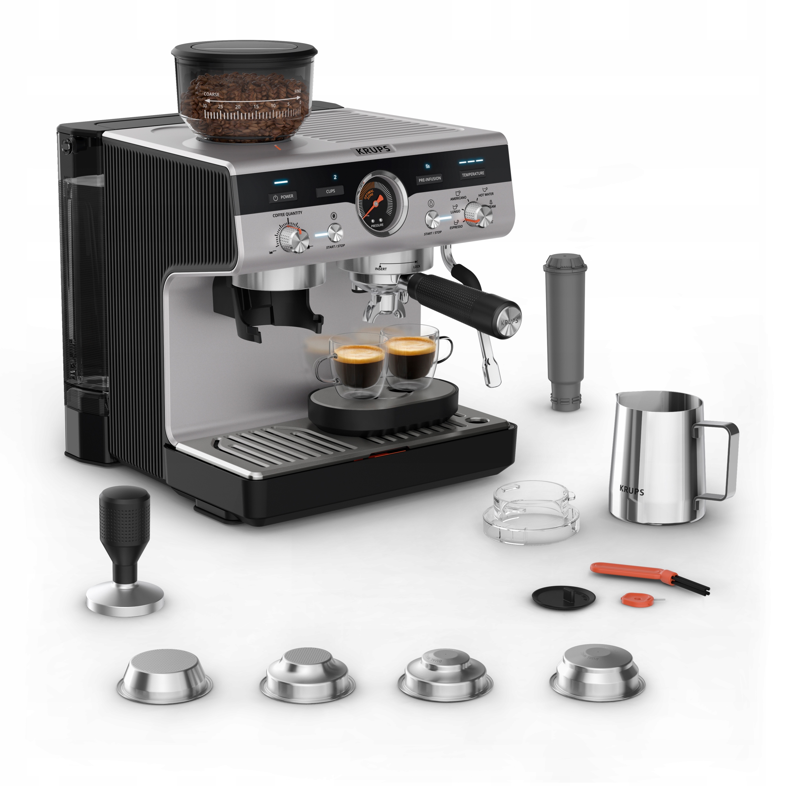 Ekspres kolbowy z młynkiem Krups Precision XP801T 15 bar