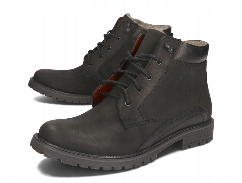 TRZEWIKI ZIMOWE BUTY POLSKIE SKÓRA 252 CZARNY 42 Kolekcja JESIEŃ / ZIMA