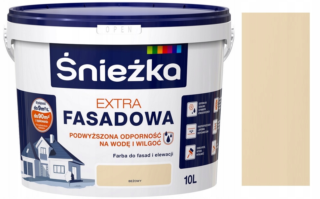 ŚNIEŻKA EXTRA FASADOWA FARBA ELEWACYJNA BEŻ 10L