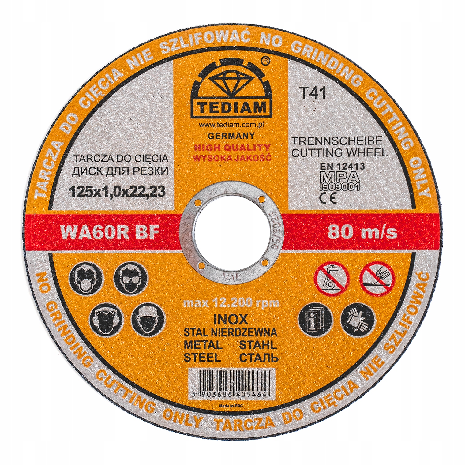 TARCZE TARCZA DO CIĘCIA METALU STALI INOX 2w1 125 x 1,0 TEDIAM MOCNE 50SZT