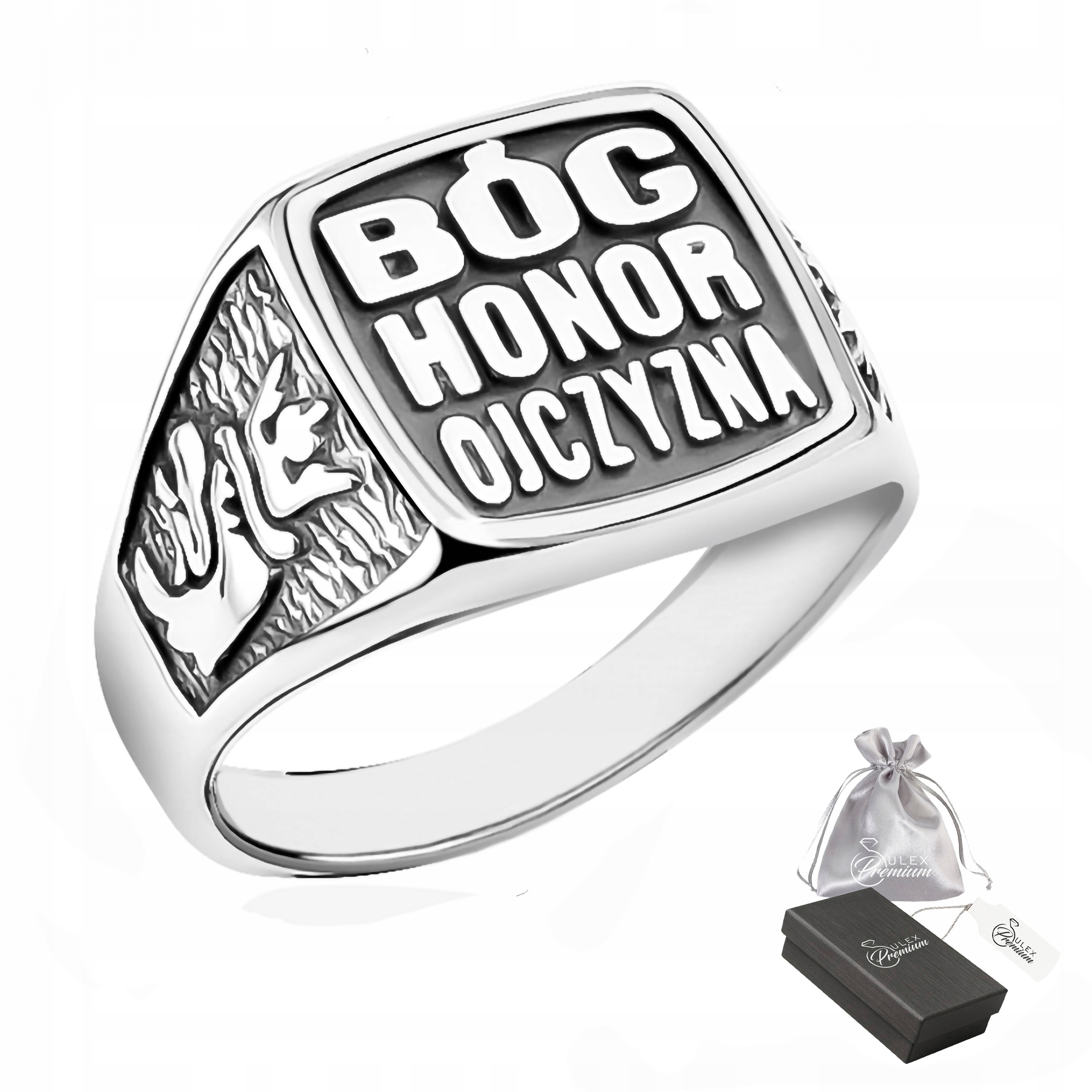 Pánský pečetní prsten s vlasteneckým vzorem, stříbro ryzost 925 , Bůh, čest, vlast vel. 24