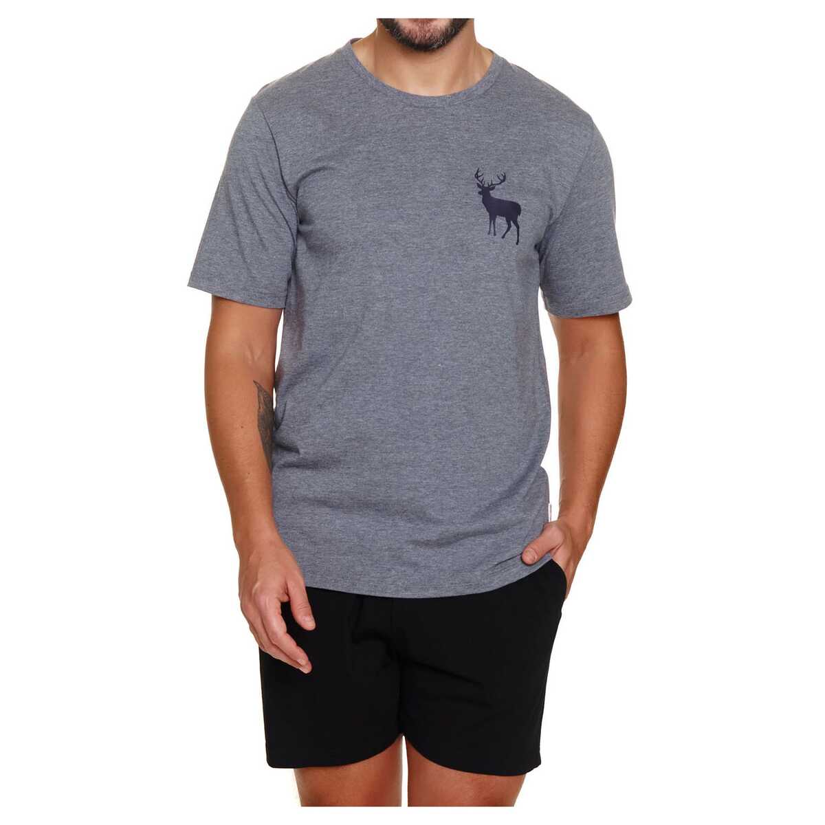 Doctornap Pánské pyžamo bavlna s krátkým rukávem šortky Pmb 7235 šedé S