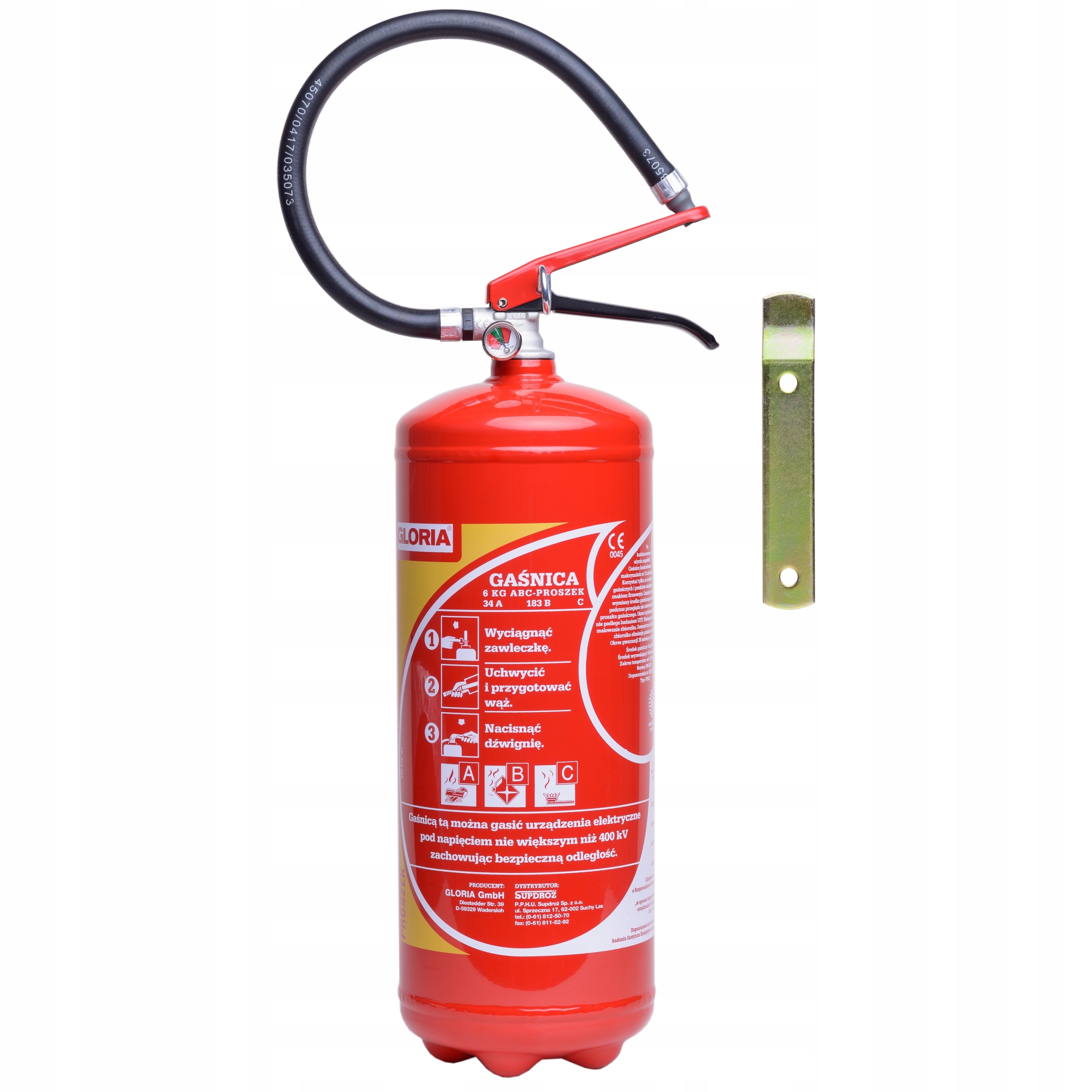

Gaśnica proszkowa domowa do domu Gloria 6kg Abc/e