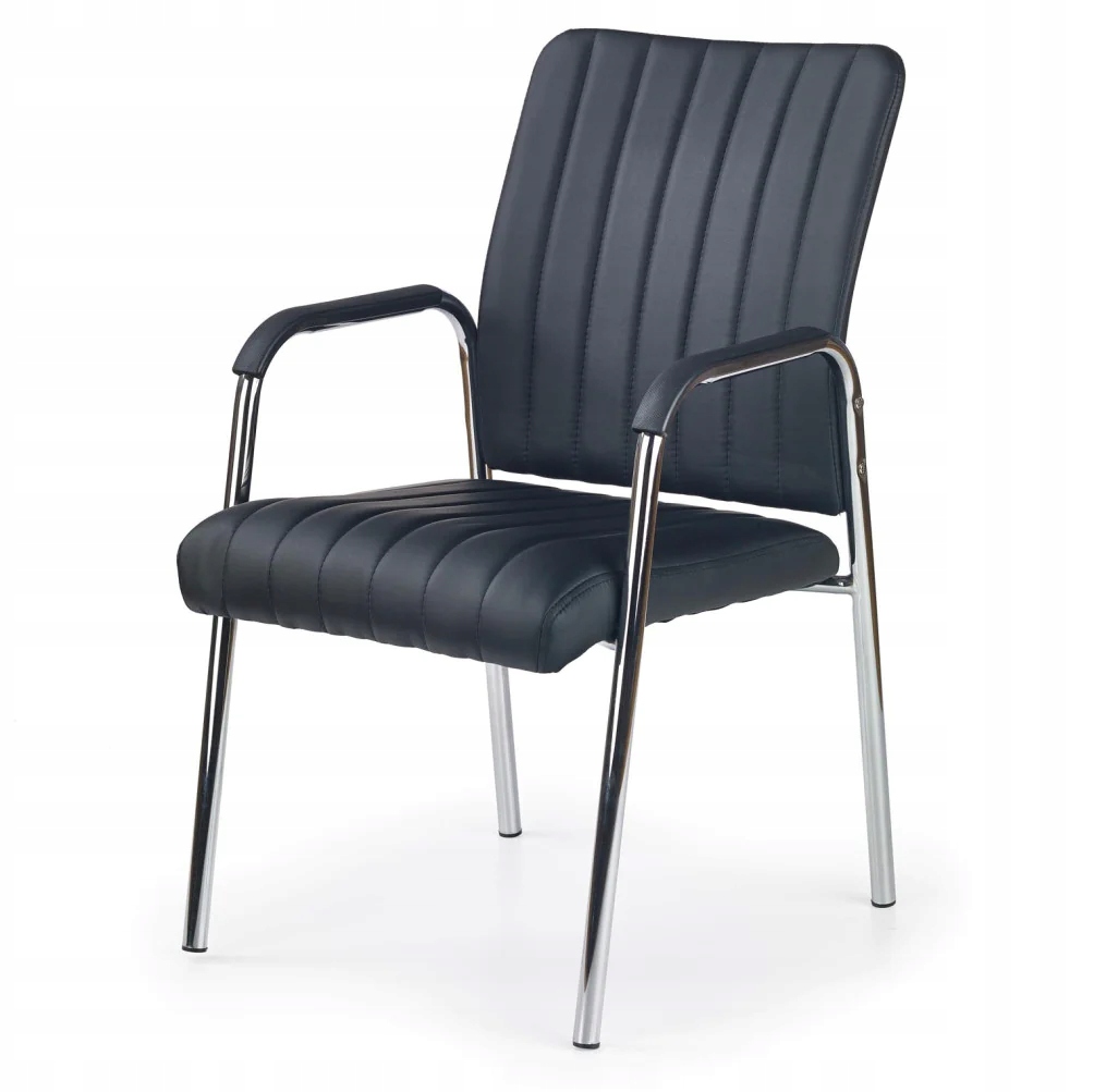 Krzesło Biurowe Konferencyjne EkoSkóra z Podłokietnikami Czarne VIGOR Marka Halmar