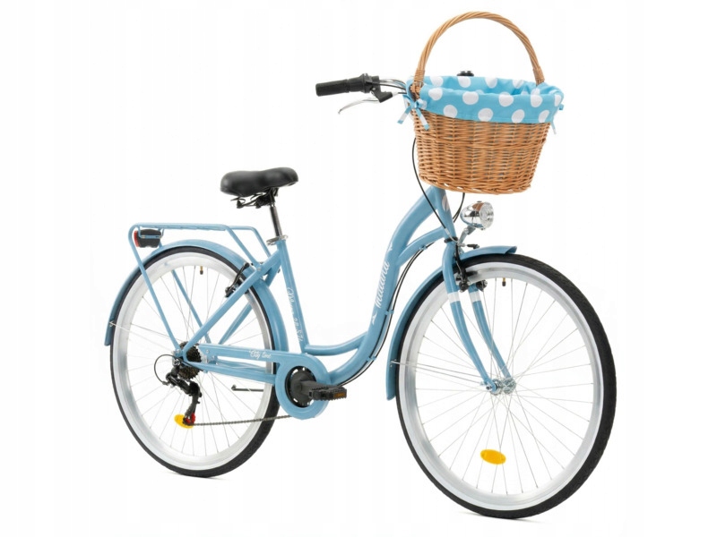 Rower miejski Indiana Moena S7B 28 cali damski błękit Koszyk+ Wkład