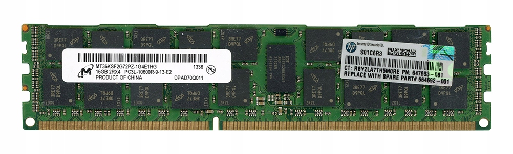 Hp 647653-081 16GB DDR3 1333MHz Reg Ecc MT36KSF2G72PZ-1G4E1HG