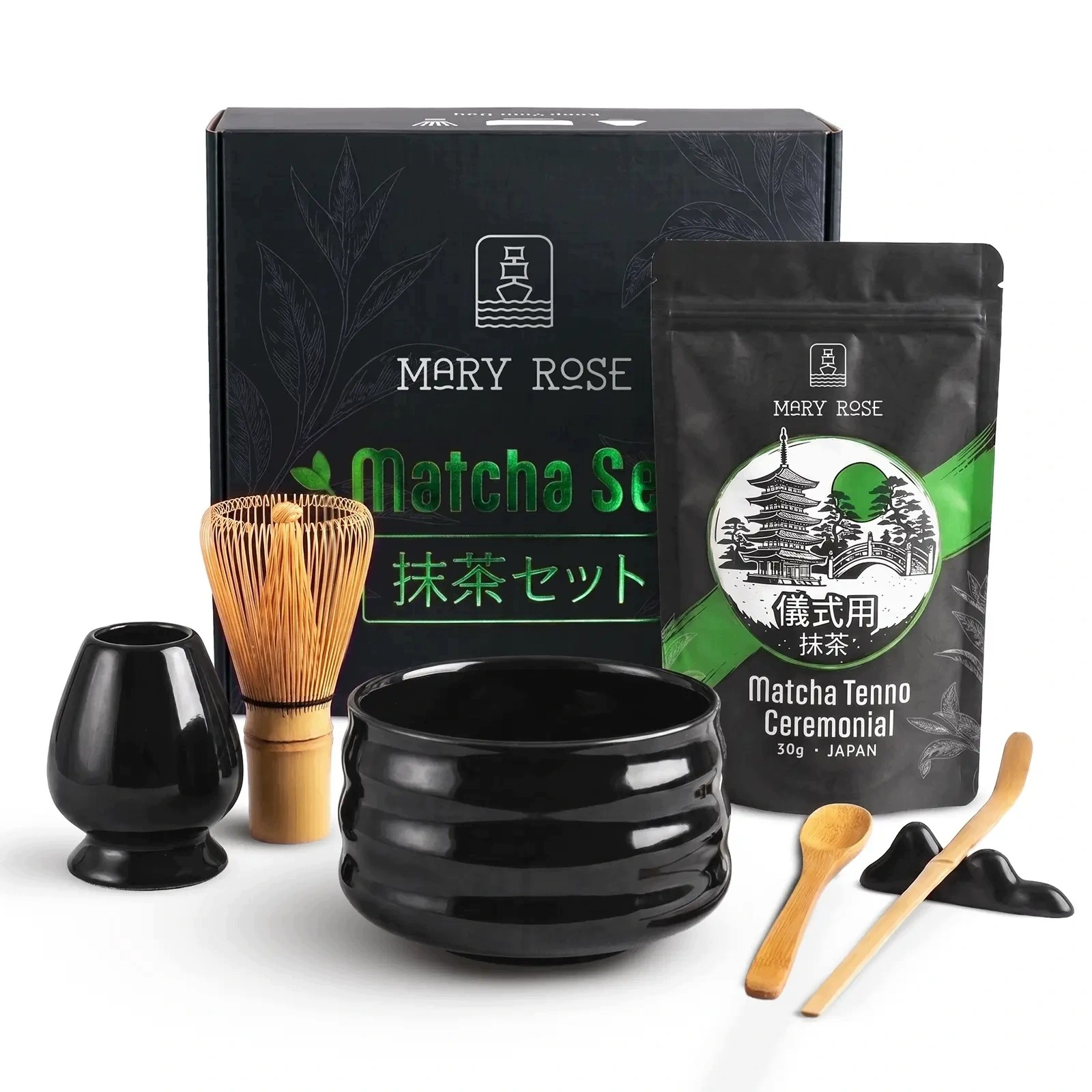 Dárková sada Japonská obřadní Matcha Bio Mary Rose 30g Příslušenství