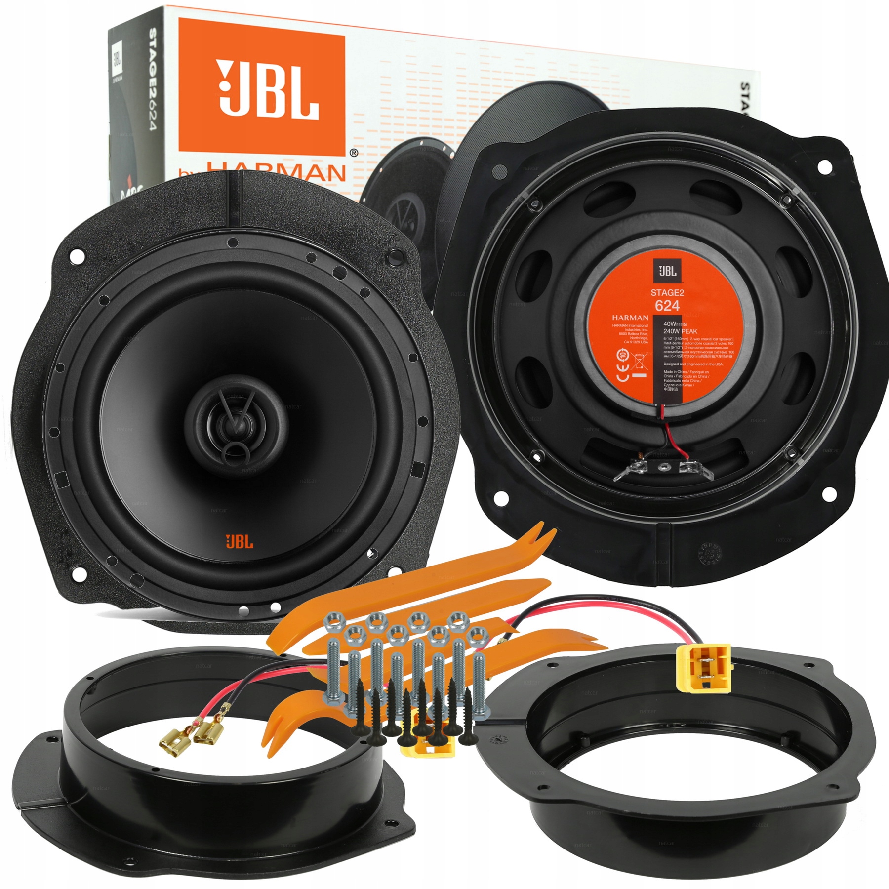 JBL STAGE2 624 GŁOŚNIKI FIAT STILO BRAVO PRZÓD TYŁ