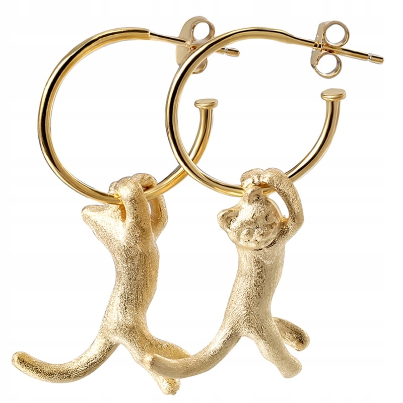 Náušnice Zlaté Náušnice Kolečka Kočička Stříbro 925 Náušnice Móda Trusky