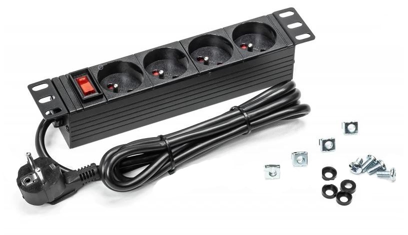 

Listwa zasilająca Rack 10'' 4 gn wyłącznik 1,8m