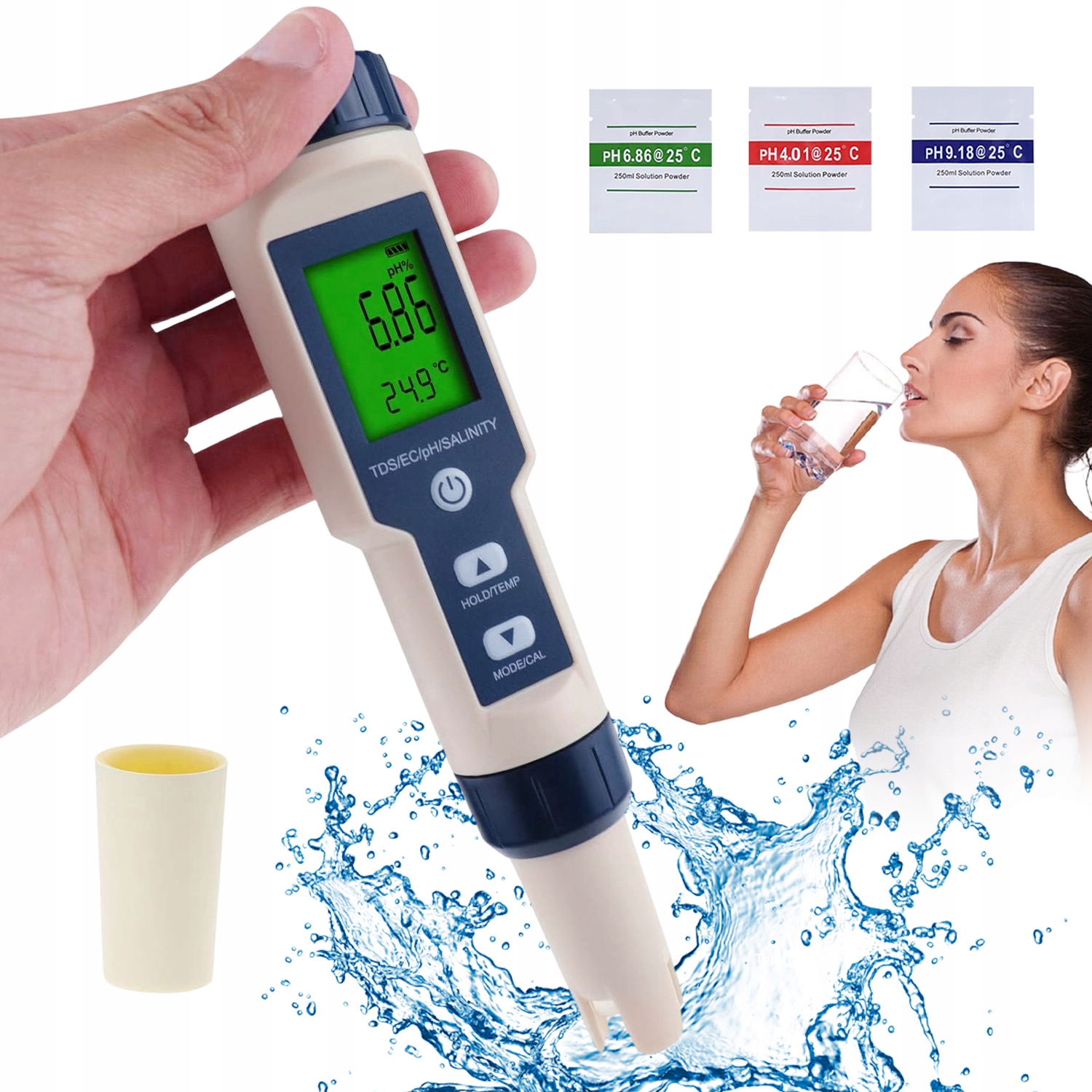 Levně Tester Vody Přesný LCD Ph Tds Ec Teplota Do Bazénu A Lázní