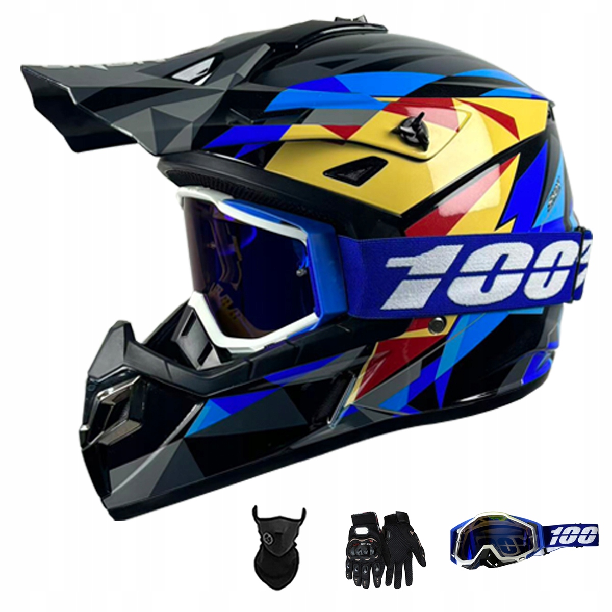 Motocyklová Přilba Lehká Enduro Quada Brýle Rukavice Maska S