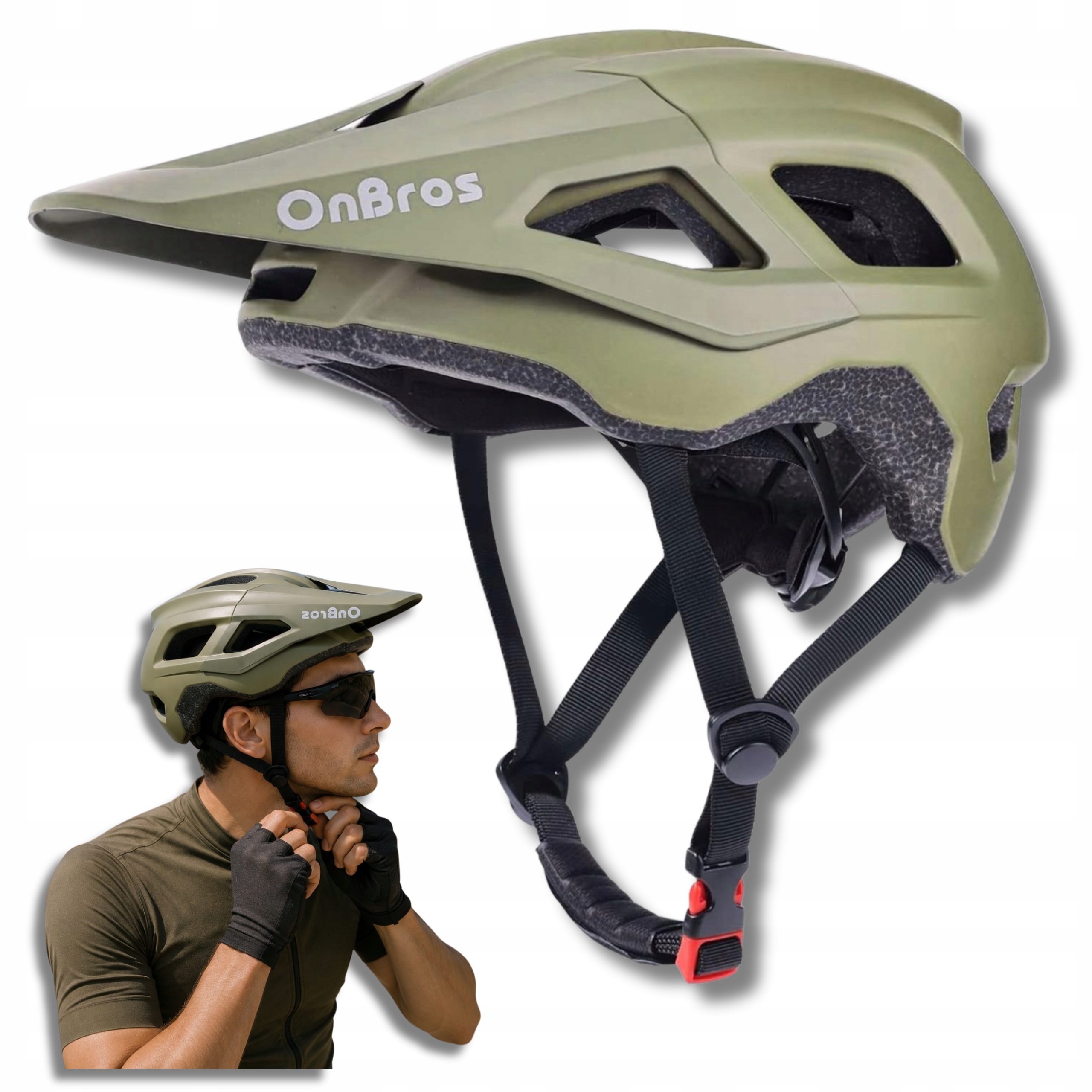 Kask Rowerowy Dla Dorosłych L 57-59Cm Z Daszkiem Szosowy Regulowany Zielony