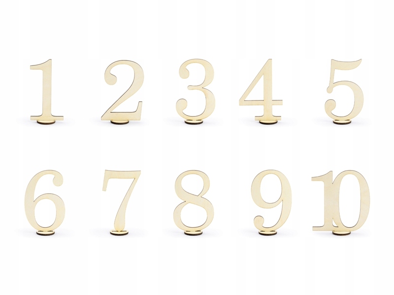 NUMERY NA STÓŁ, NUMIERKI NA STOLIK 1-10 Drewniane