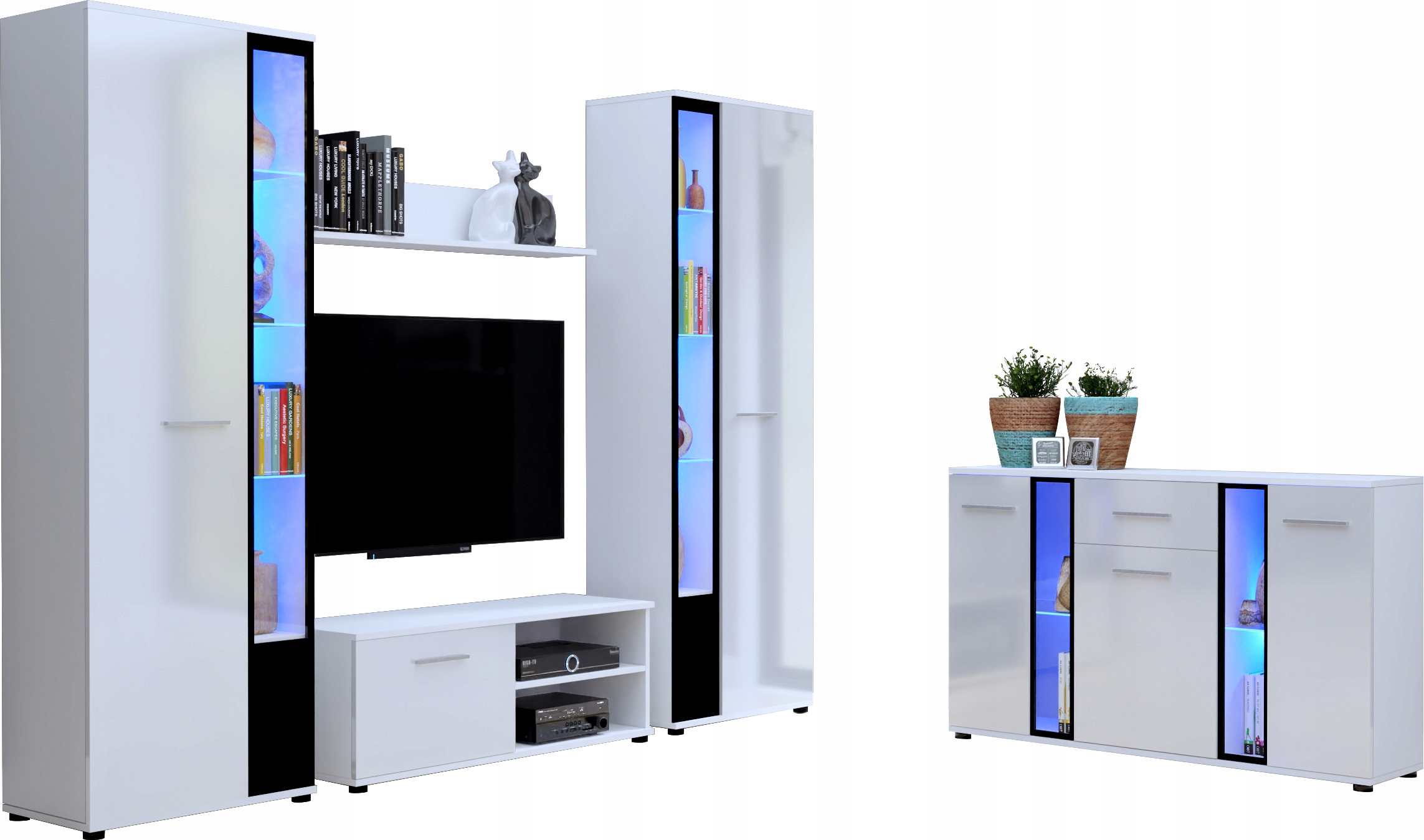 

Zestaw mebli Komoda Rtv Witryna Cube XL połysk