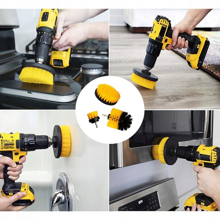 SZCZOTKI SPRZĄTAJĄCE CZYSZCZĄCE NA WIERTARKĘ WKRĘTARKĘ WIELOZADANIOWE 3SZT Marka inny