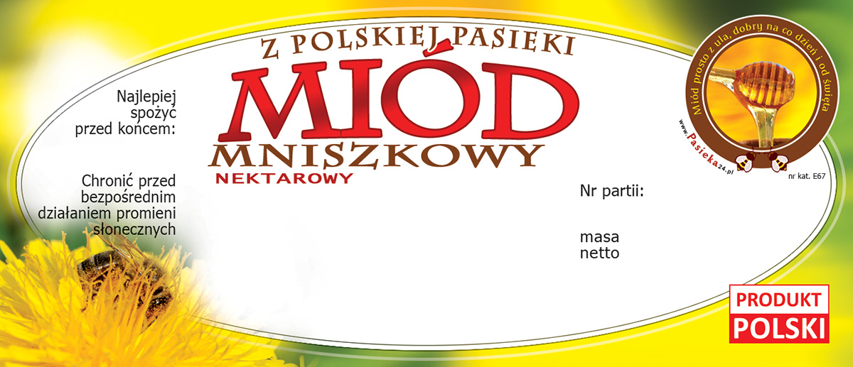 

Paczka etykiet miód mniszkowy (100szt) wzór E67