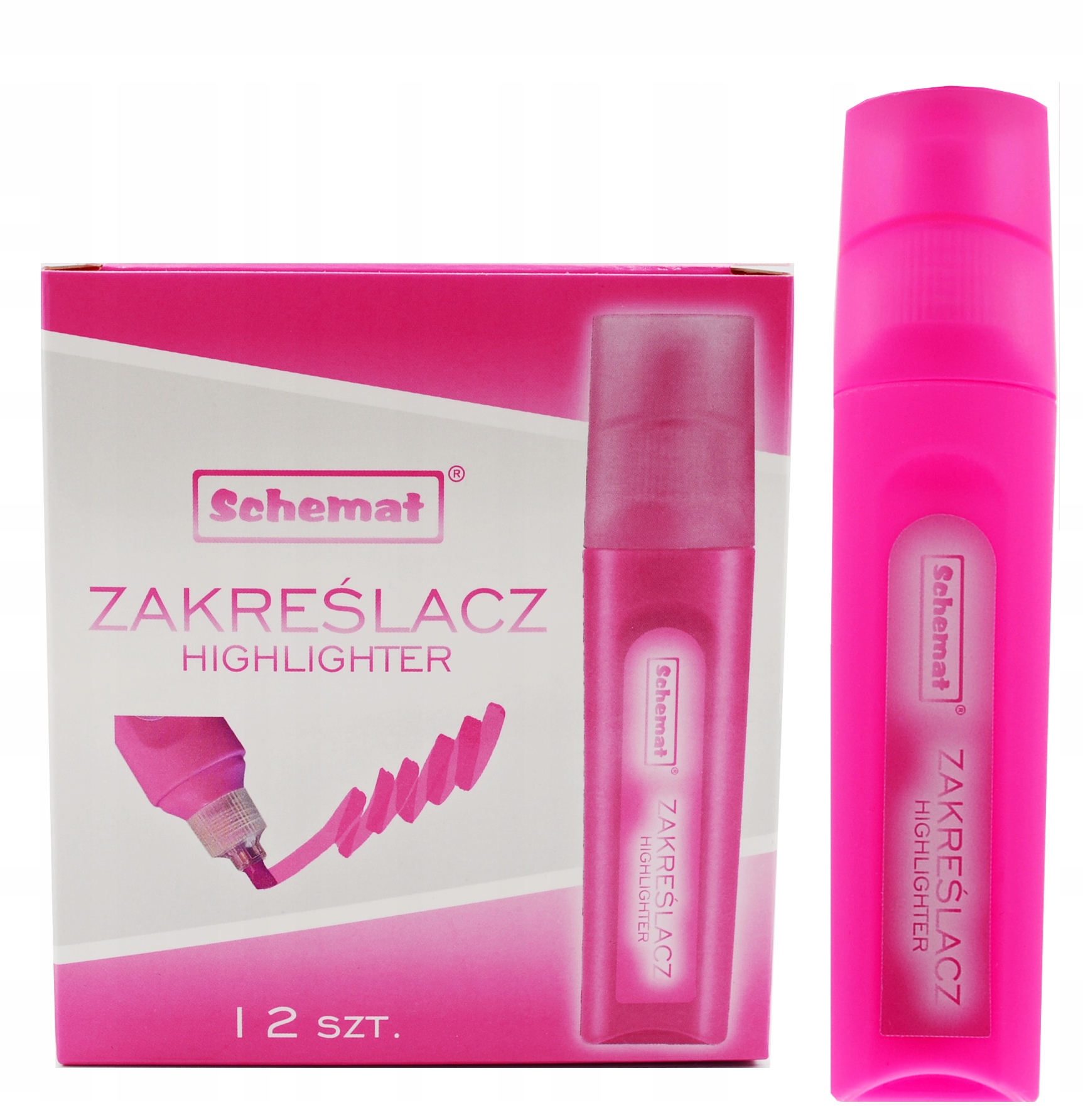 Zakreślacz do Papieru Pisak Marker do Podkreślenia Różowy 1 szt. Schemat Marka Schemat