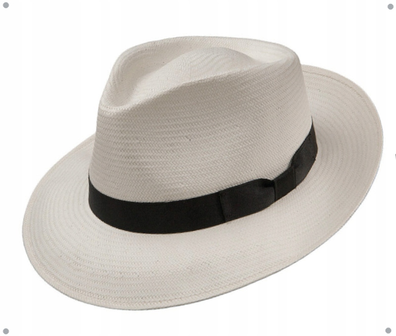 Pánský slaměný klobouk Fedora na léto Haiti Bílý Witleather Skoczów