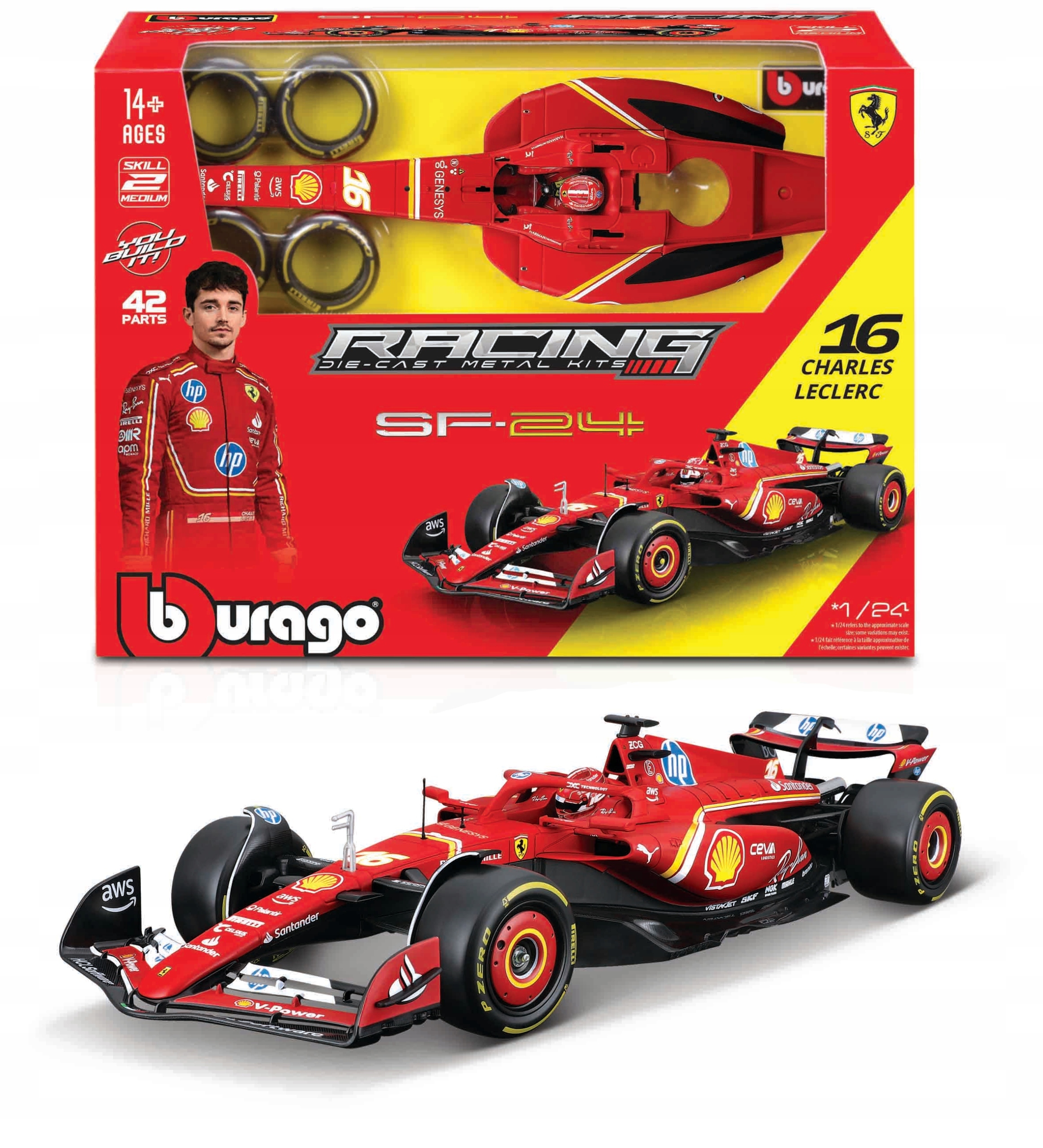 Formule Ferrari SF-24 Charles Leclerc 1:24 Bburago K Sestavení 18-26858