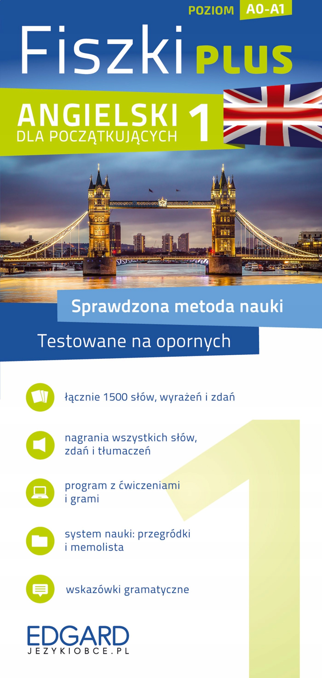 Angielski Fiszki PLUS Dla Początkujących Poziom A0-A1 Edgard