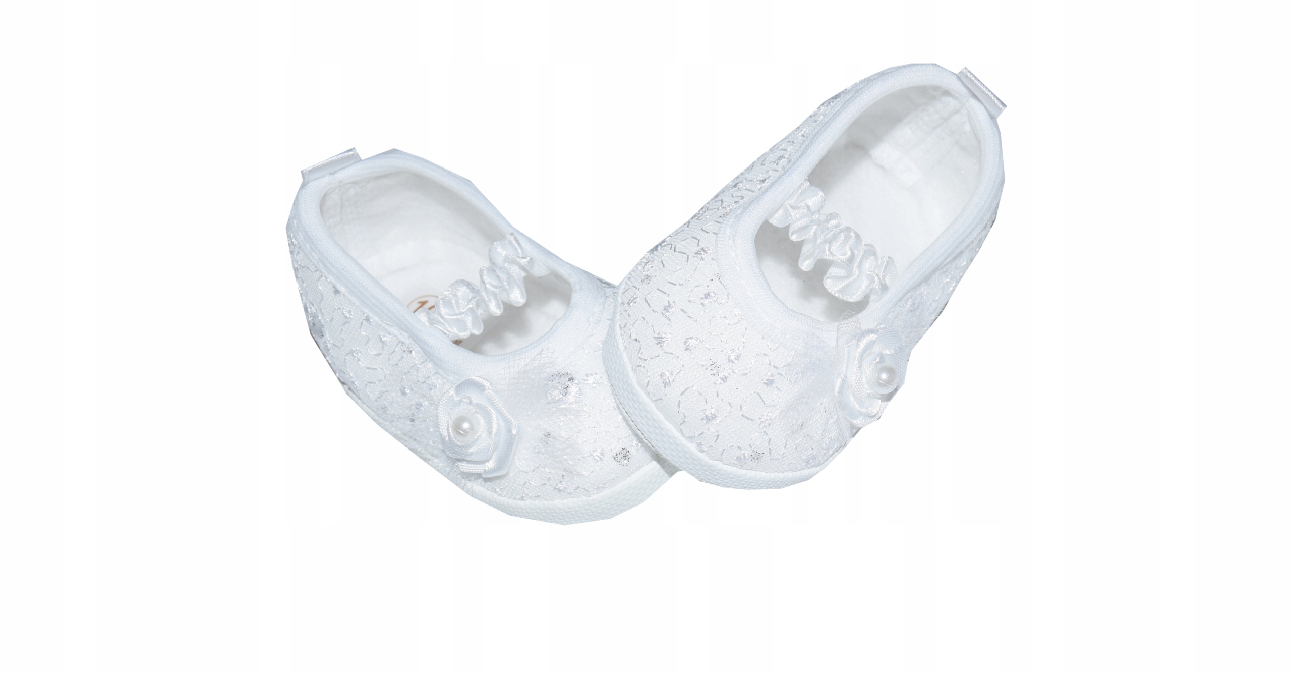 BALETKI KORONKOWE Buciki do CHRZTU BUTY 11 cm