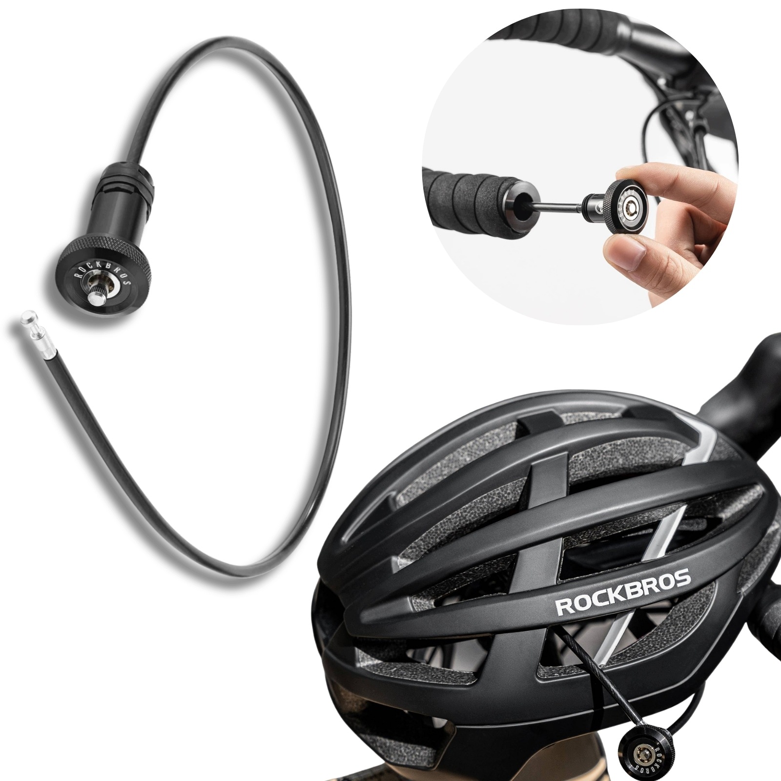 Zapięcie Rowerowe Linkowe Zabezpieczenie Chowane W Kierownicy 65CM Rockbros