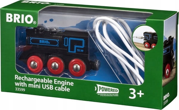 Brio Czarna lokomotywa z baterią i mini Usb 33599