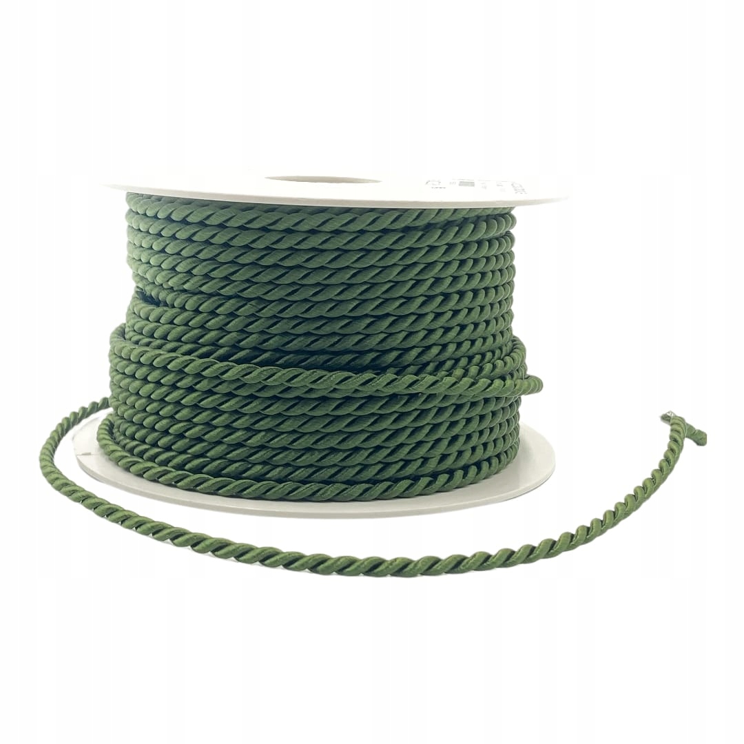 Sznurek wiskozowy skręcany khaki A7803 6,5mm