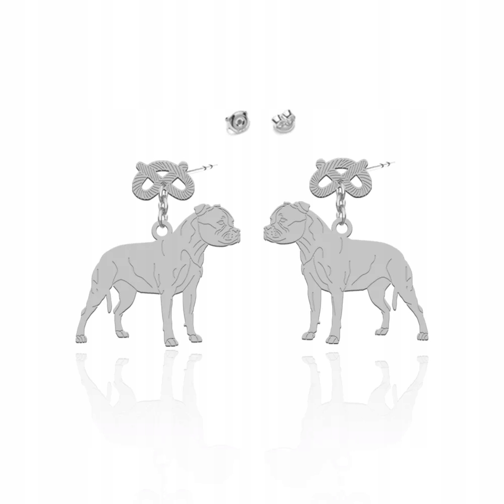 Stříbrné Náušnice ze stafordšírského bulteriéra 925 Žena Věnování Bonus