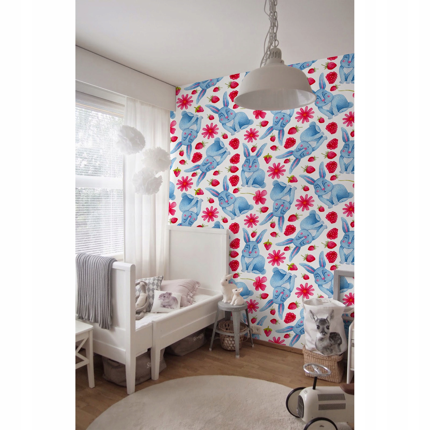 

Samoprzylepna fototapeta Króliki i owoce 250x104cm