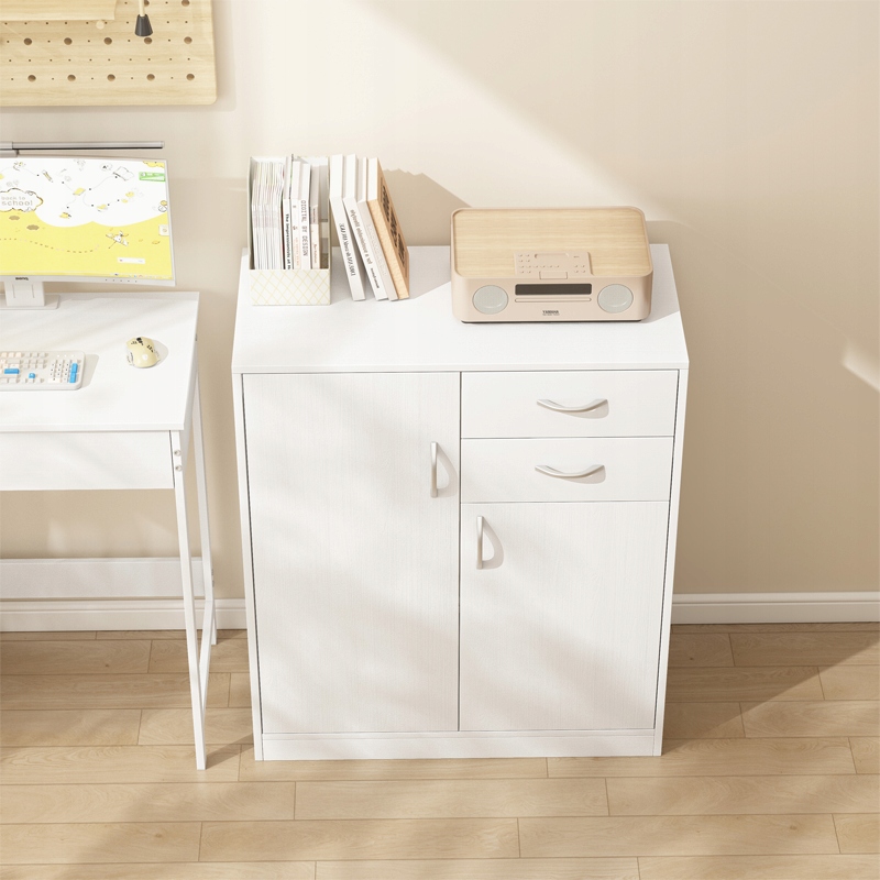 KOMODA NOWOCZESNA Z SZUFLADAMI I PÓŁKAMI LOFT BIAŁA REGAŁ SZAFKA DRZWI 74CM Marka Rebiko