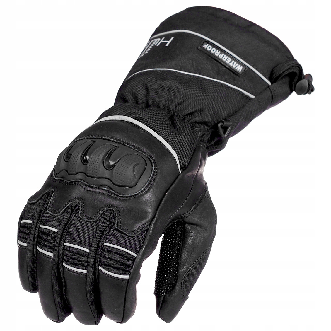 Wodoodporne rękawice motocyklowe Husar X-wp czarne długi mankiet
