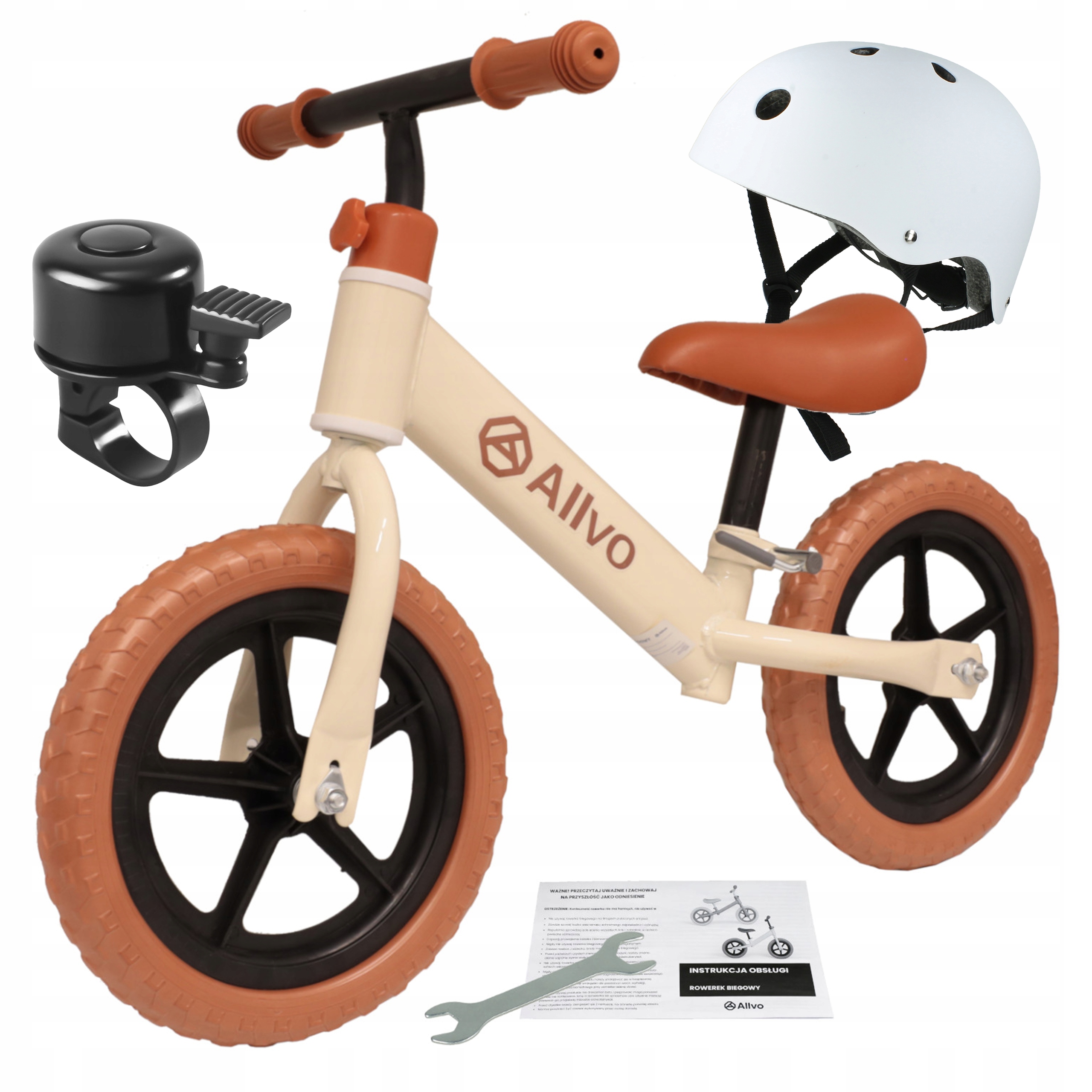 Sportowy rowerek biegowy dla dzieci dla 2 latka zestaw 3w1 kask dzwonek