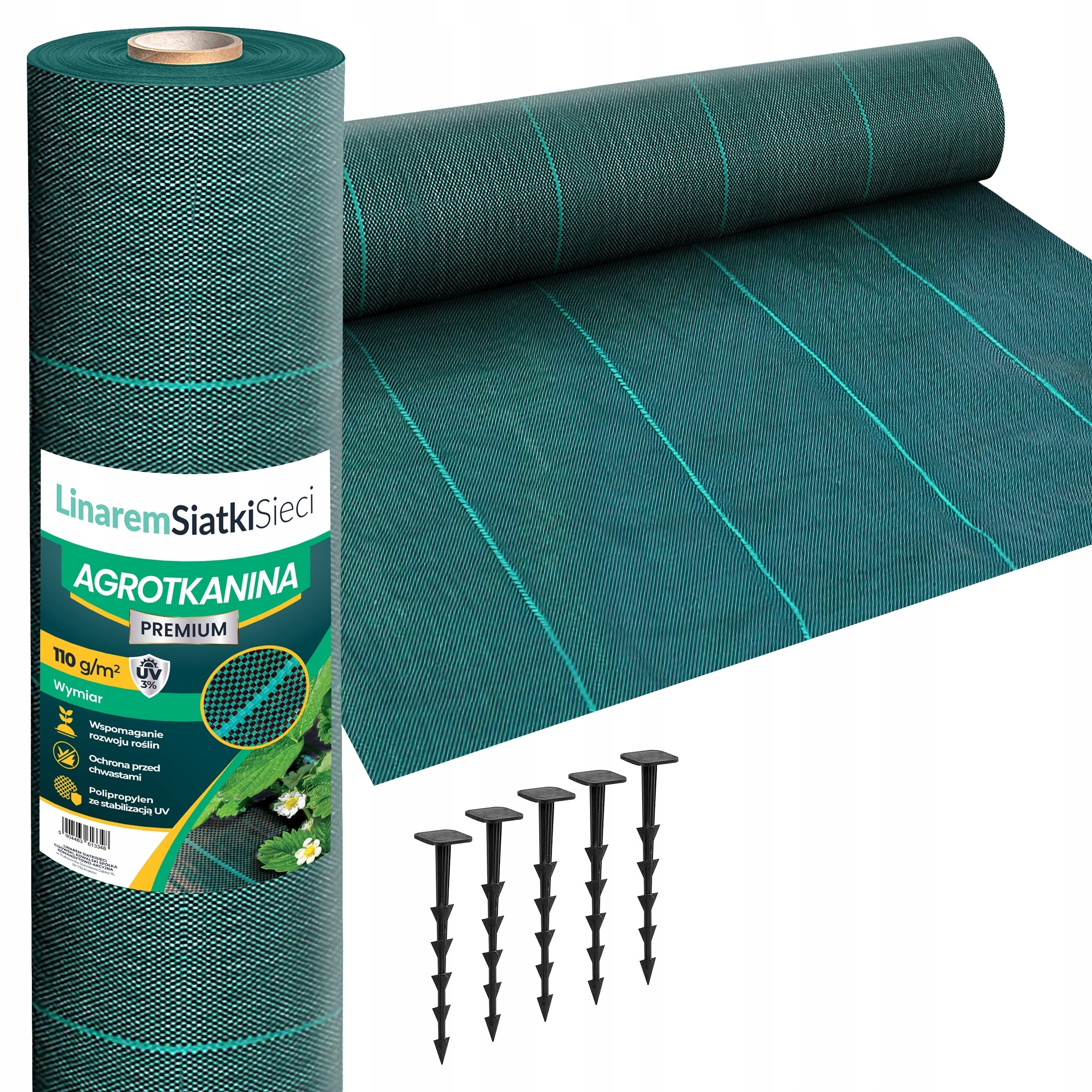Agrotkanina 1,6x50m 110G Uv 3% Rolka Zielona Agrowłóknina Mata Ściółkująca