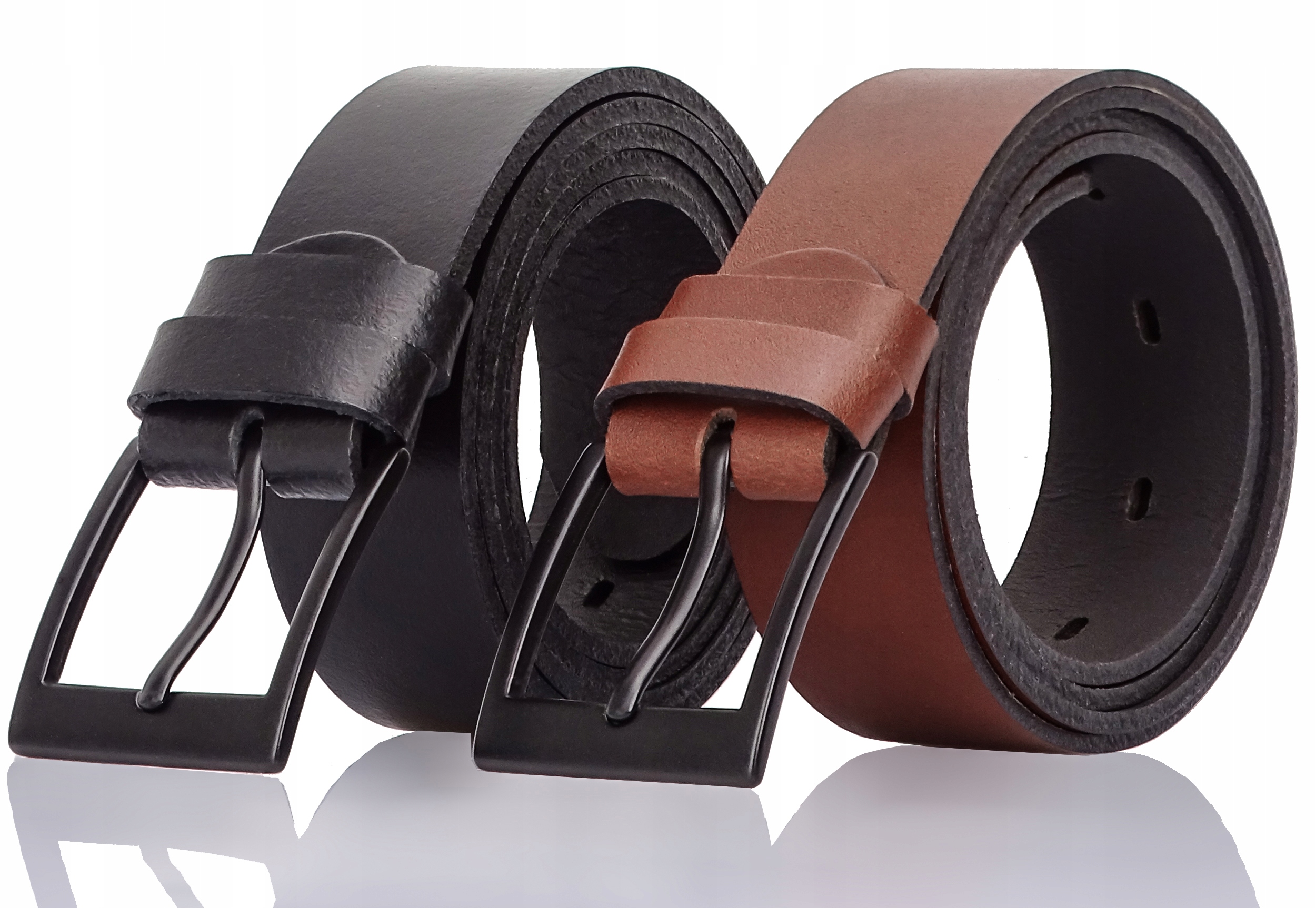 Módní kožený opasek Pánský Černý a Hnědý Ke Kalhotám dlouhý 135 Úzký 3,2cm