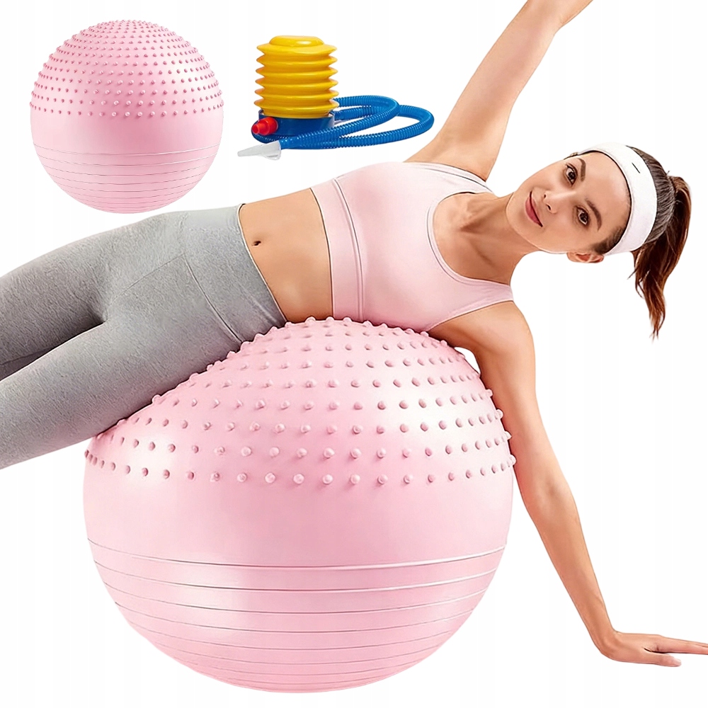 Piłka do pilatesu i ćwiczeń pleców oraz brzucha 65 cm z masażerem