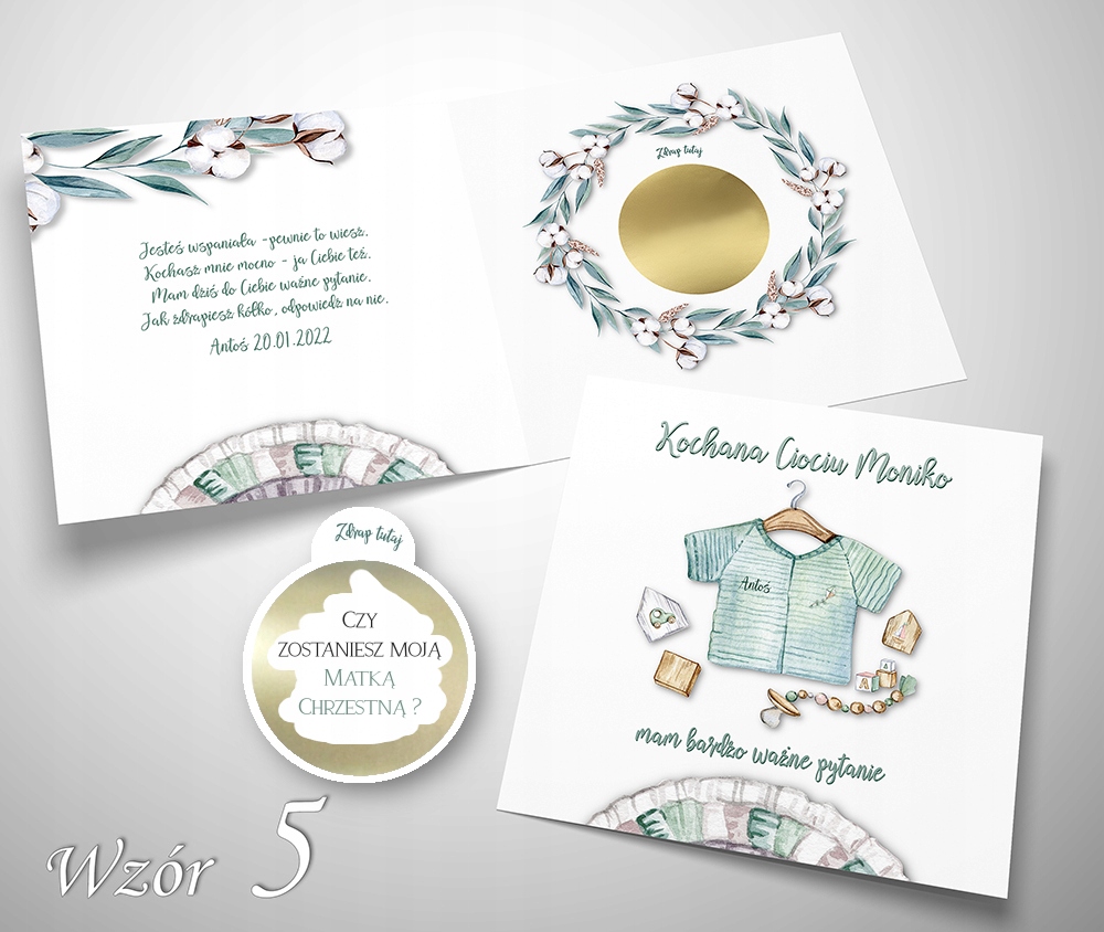 CZY ZOSTANIESZ MOJĄ CHRZESTNĄ PROŚBA DO CHRZESTNEJ Z IMIENIEM DZIECKA Kształt kwadratowy