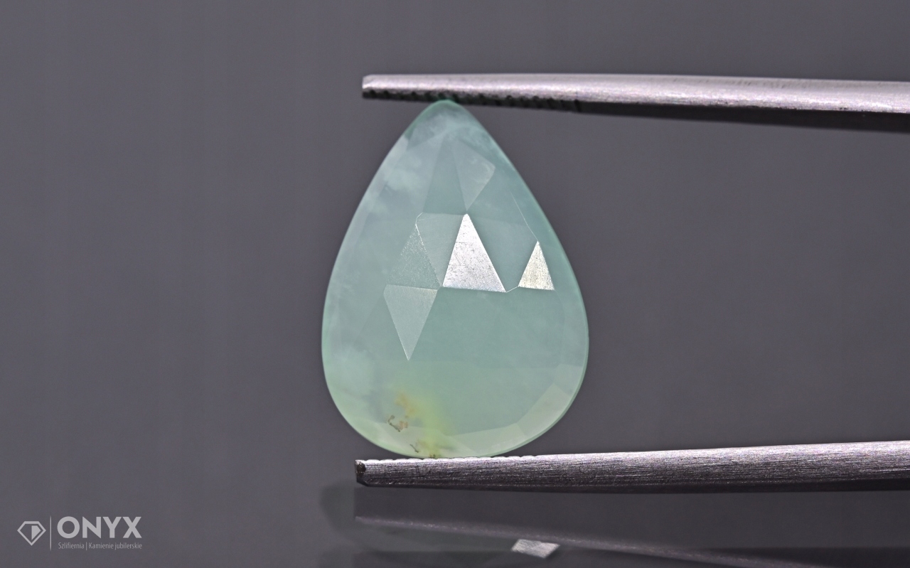 Chrysopraz fasetovaná rozeta slza 16x11,5 mm