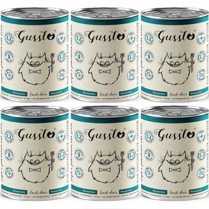 Gussto Fresh Deer Jeleń 6x 400g Monobiałkowa smakowita karma mokra dla kota