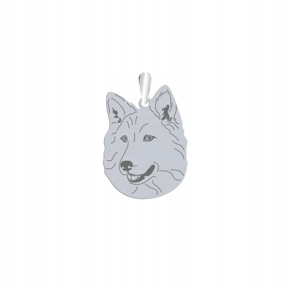 Stříbrný přívěsek se psem White Swiss Shepherd Dog 925 Dárek Gravírování Bonus