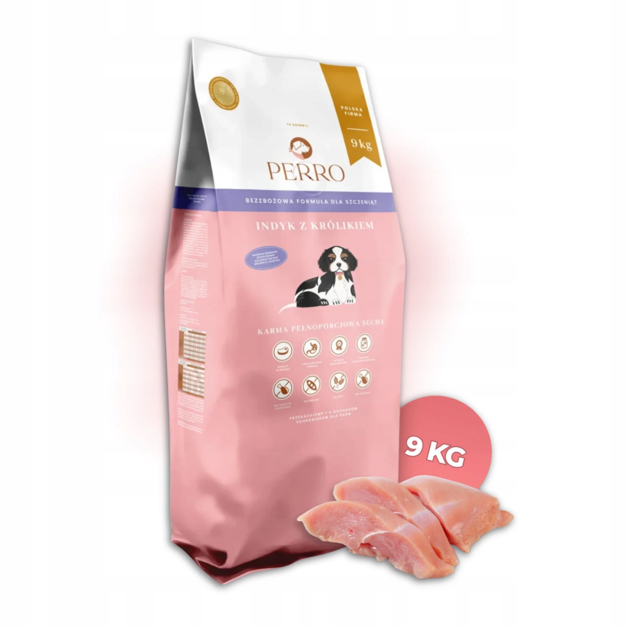 Perro Junior Indyk Królik Karma sucha dla szczeniąt 9kg Duże rasy Stawy