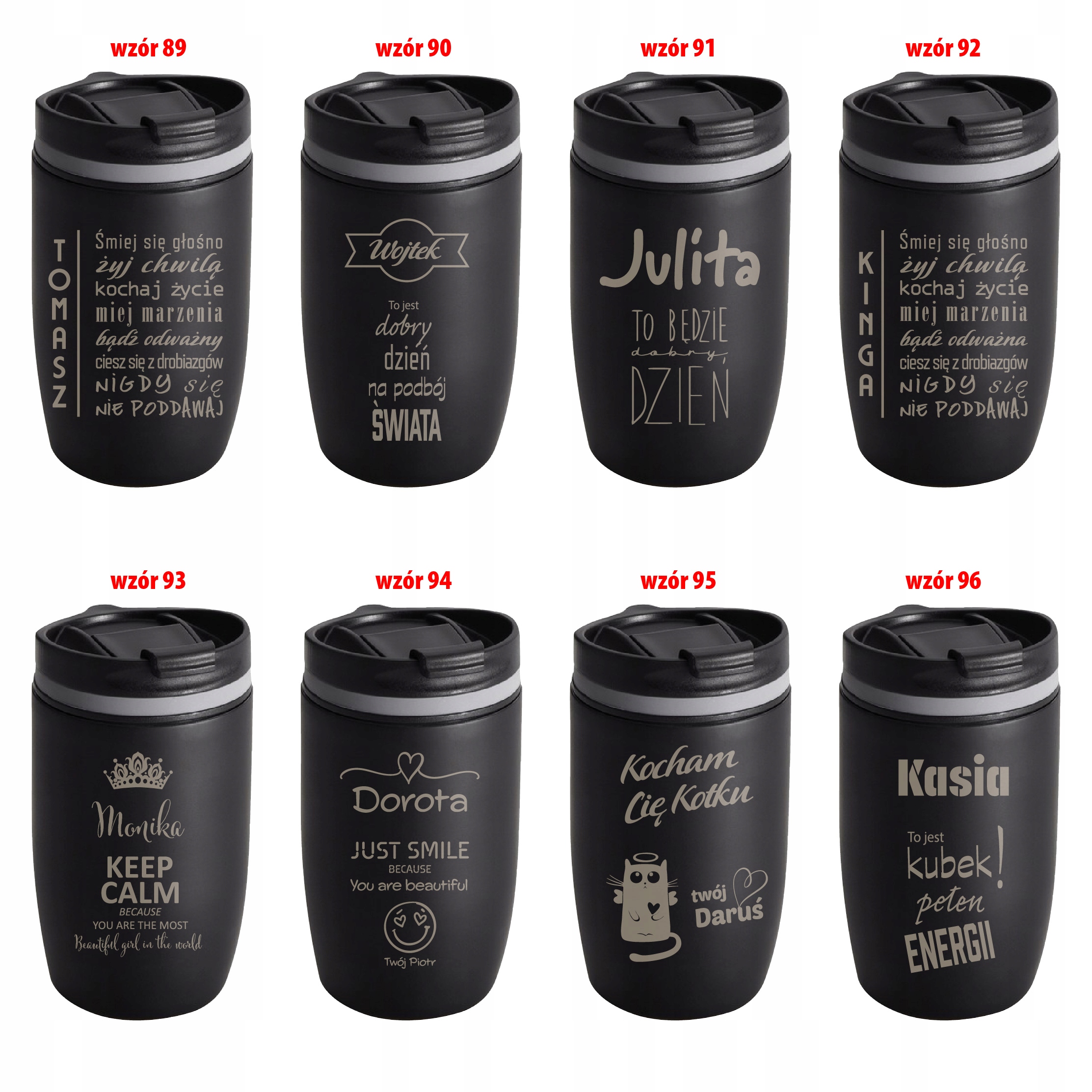 KUBEK TERMICZNY CZARNY MAT Z GRAWEREM Twój napis Rodzaj kubek termiczny