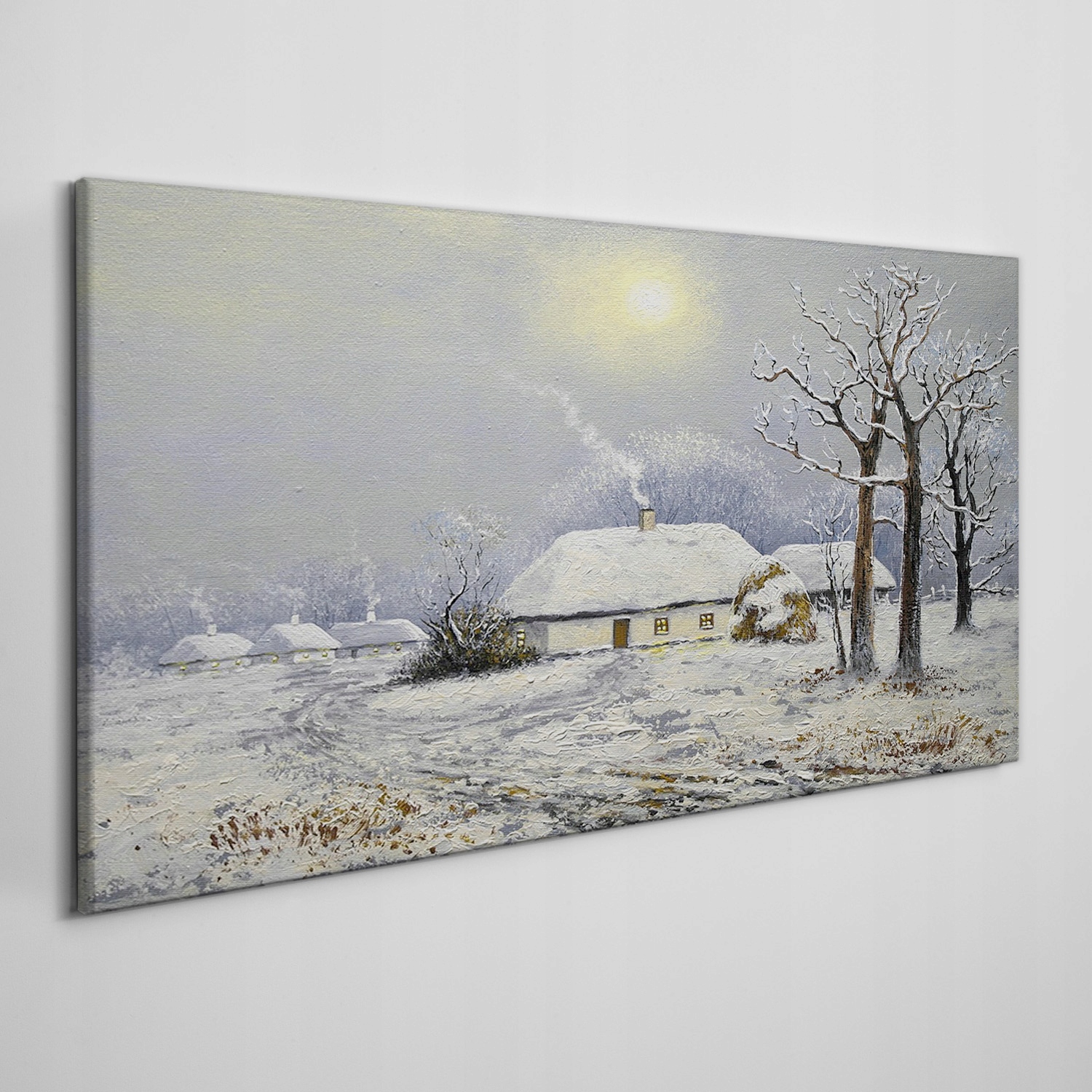 

Obraz na płótnie Zima wieś chaty drzewa 100x50 cm