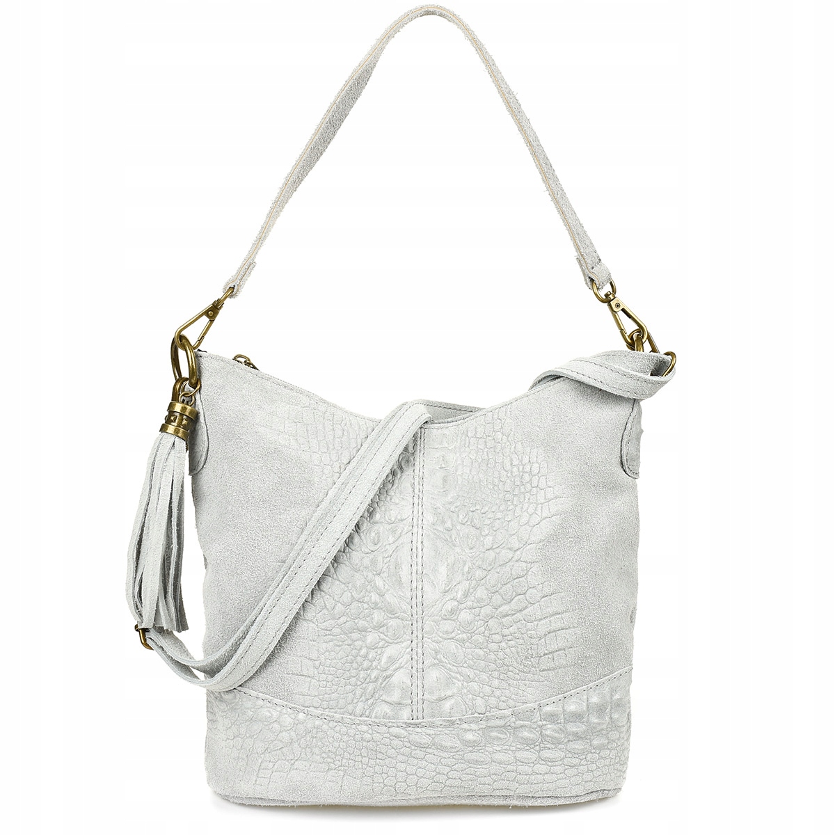 Kožená semišová kabelka Croco z přírodní kůže kabelka přes rameno