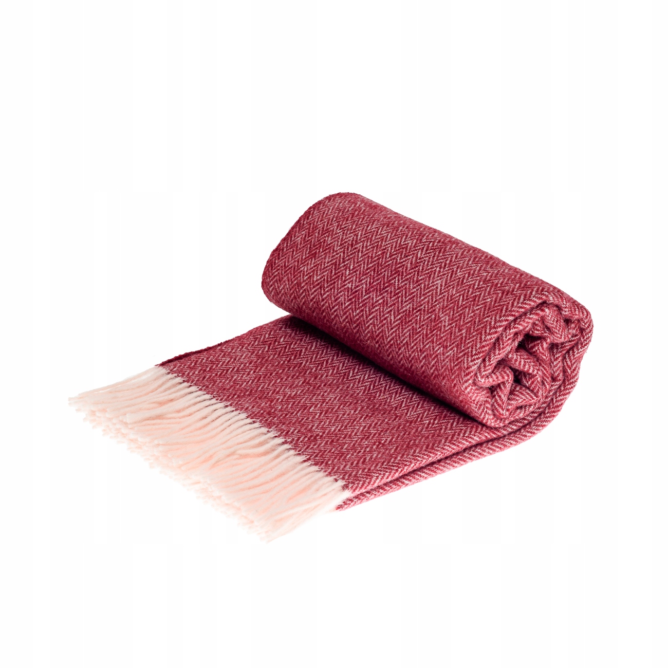 

Koc Pled Wełniany Bordowa Jodełka 140X200