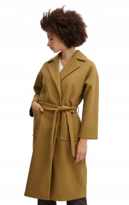 Ichi Klasický Kabát S Béžovým Páskem A Klasickým Límcem 34 6BB